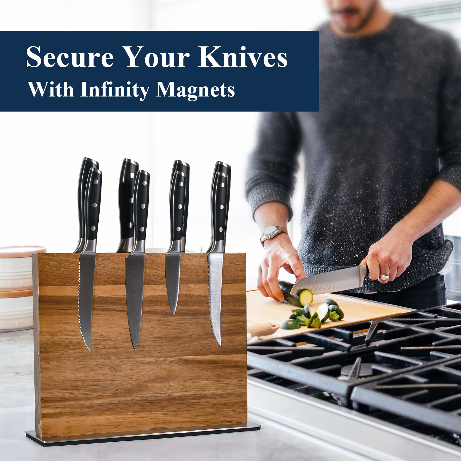 Commercial Kitchen Knife Holder - Bloco de faca magnética de alta