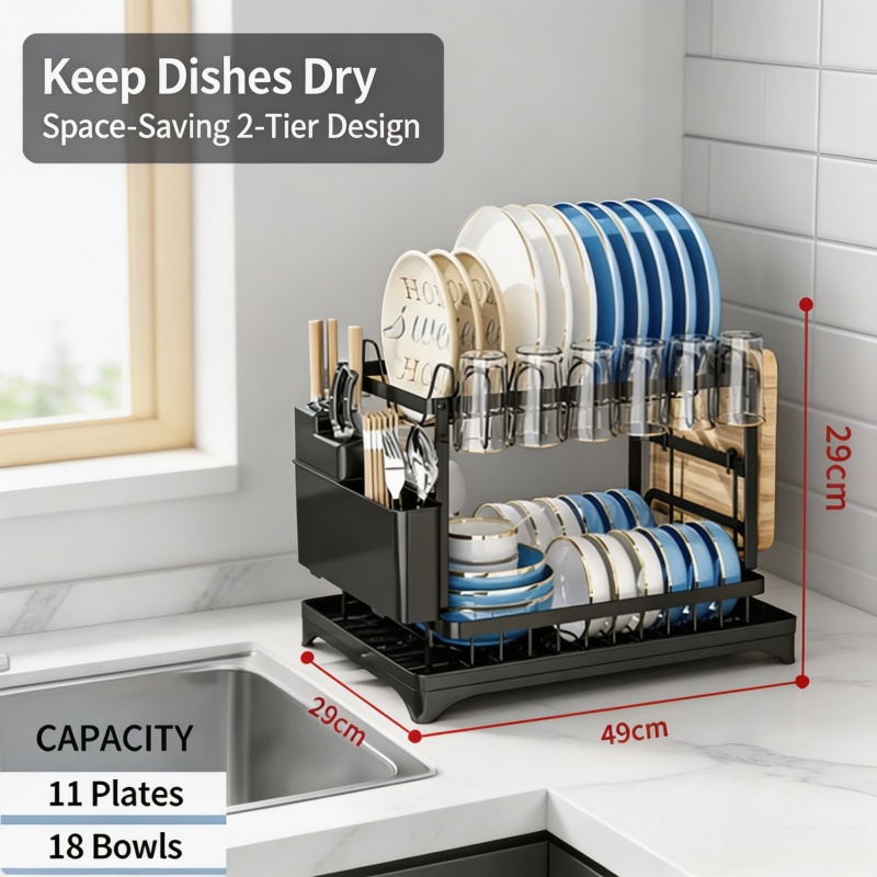 Commercial Kitchen Knife Holder - Escorredor de Louça de 2 Níveis
