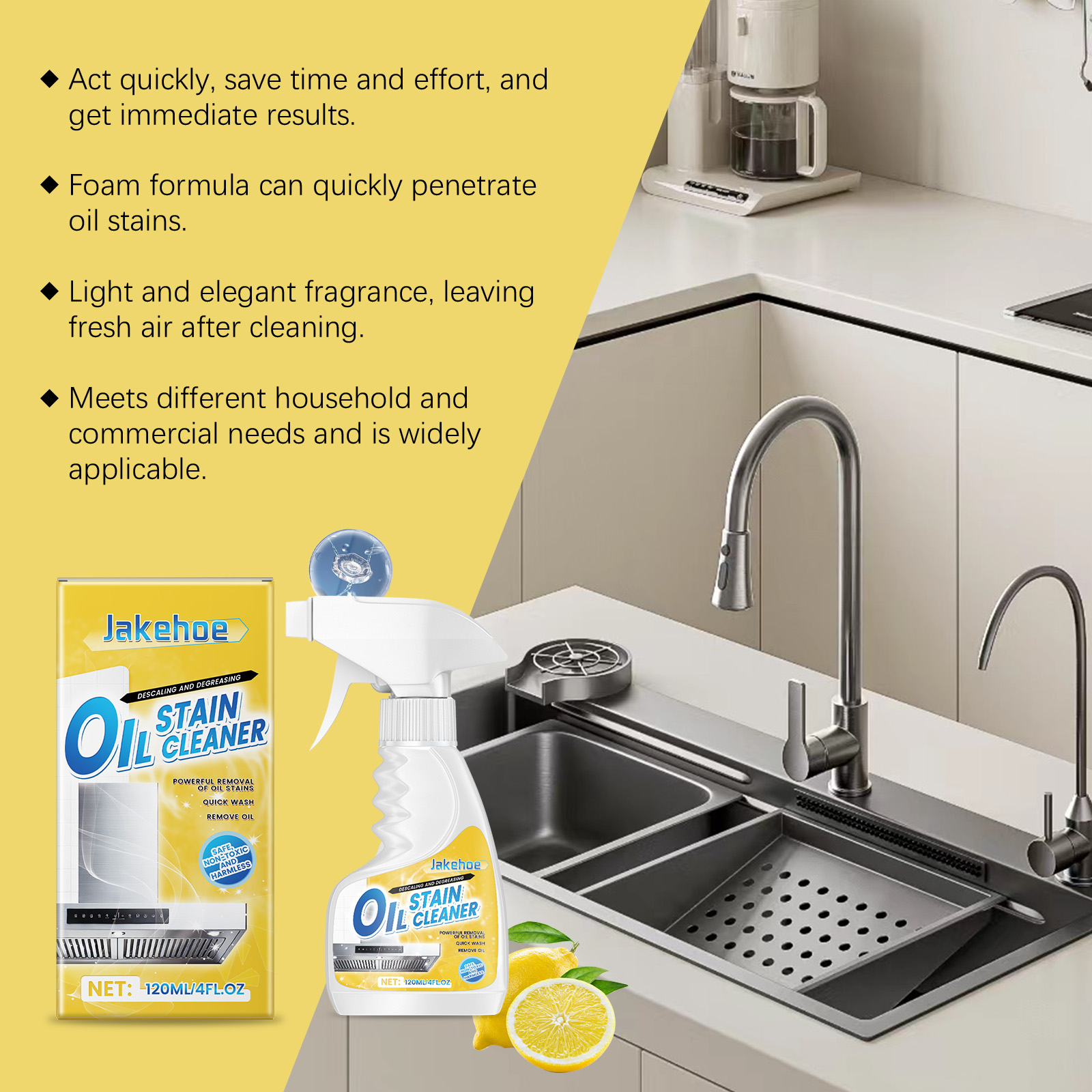 Jakehoe 120ml desengordurante  - Commercial Kitchen Grease Cleaner avaliação e preço