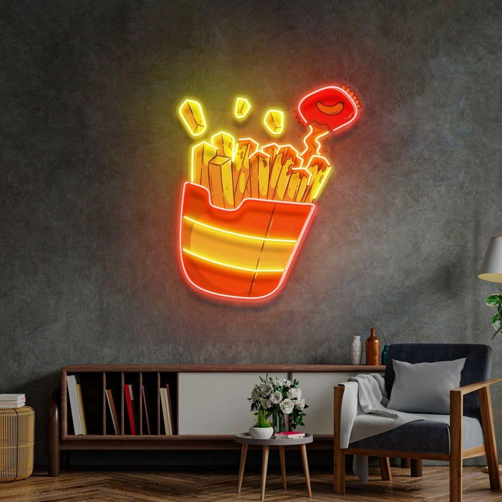Sinal de néon de batatas frita - Commercial Kitchen Walls avaliação e preço