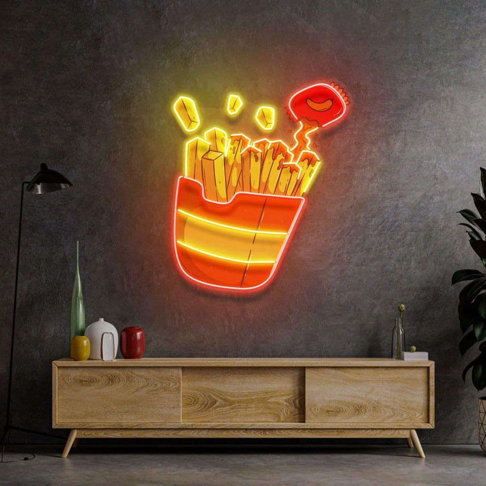 Sinal de néon de batatas frita - Commercial Kitchen Walls avaliação e preço