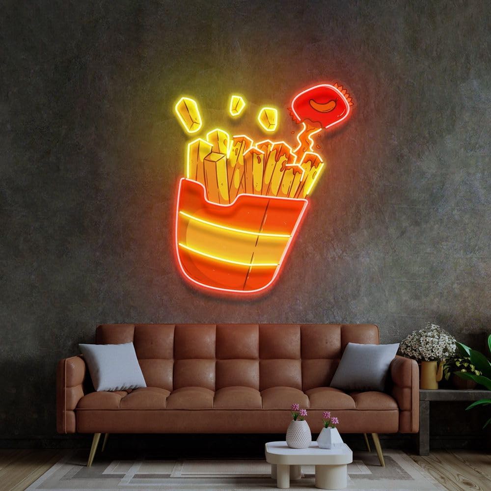 Sinal de néon de batatas frita - Commercial Kitchen Walls avaliação e preço